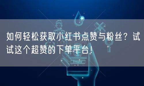 如何轻松获取小红书点赞与粉丝？试试这个超赞的下单平台！