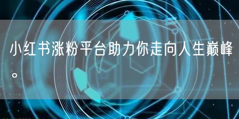 小红书涨粉平台助力你走向人生巅峰。