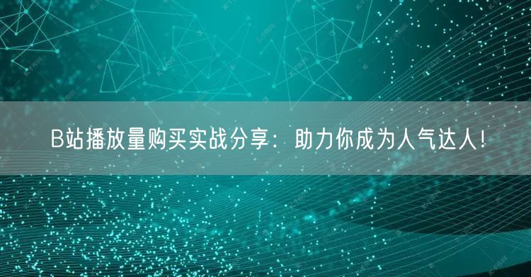 B站播放量购买实战分享：助力你成为人气达人！
