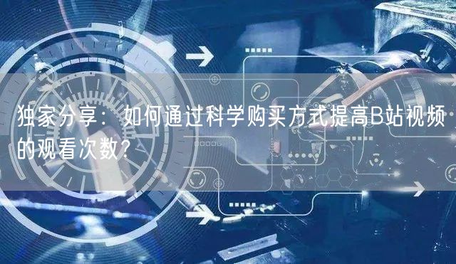 独家分享：如何通过科学购买方式提高B站视频的观看次数？