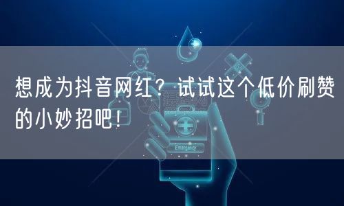 想成为抖音网红？试试这个低价刷赞的小妙招吧！