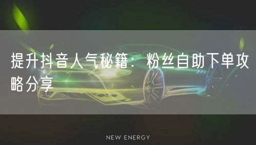 提升抖音人气秘籍：粉丝自助下单攻略分享