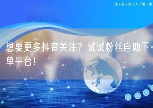 想要更多抖音关注？试试粉丝自助下单平台！