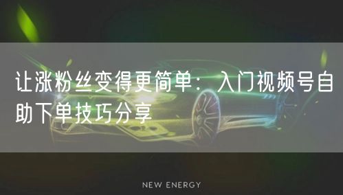 让涨粉丝变得更简单：入门视频号自助下单技巧分享