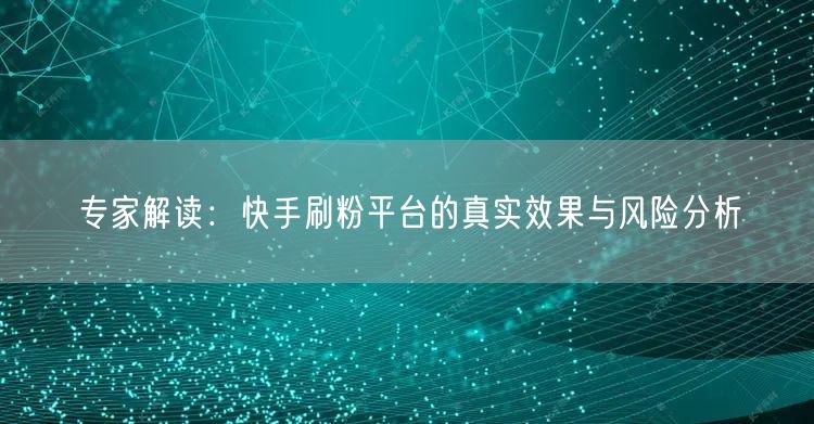 专家解读：快手刷粉平台的真实效果与风险分析