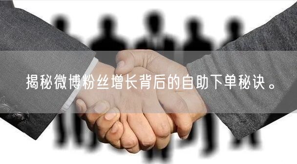 揭秘微博粉丝增长背后的自助下单秘诀。