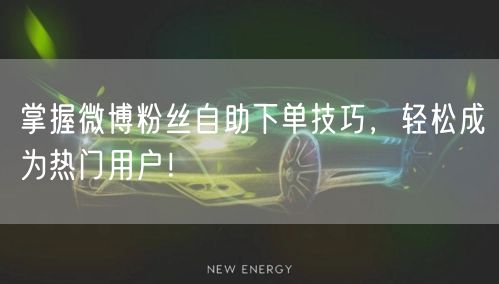 掌握微博粉丝自助下单技巧，轻松成为热门用户！