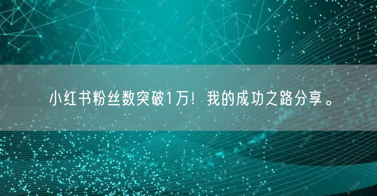 小红书粉丝数突破1万！我的成功之路分享。
