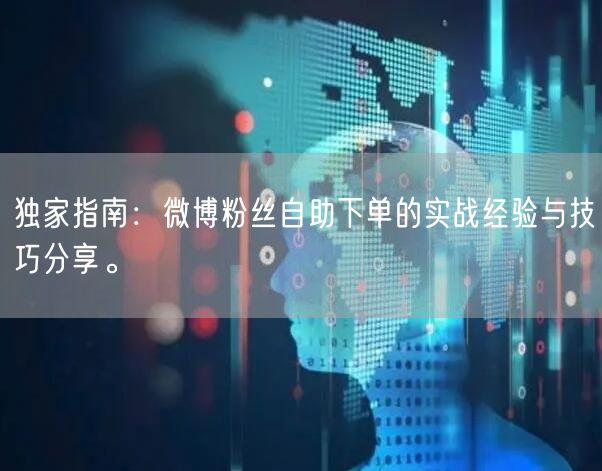 独家指南：微博粉丝自助下单的实战经验与技巧分享。