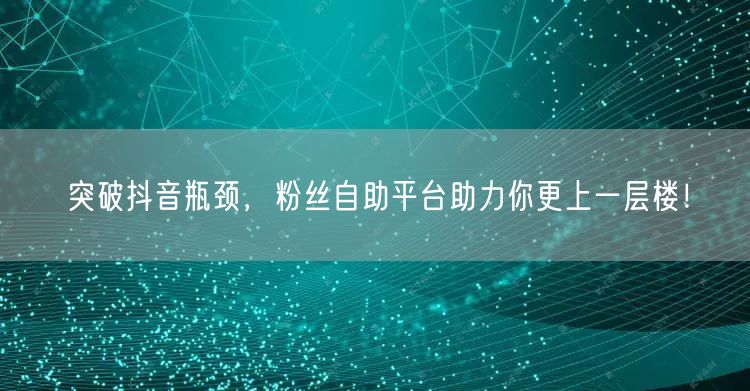 突破抖音瓶颈，粉丝自助平台助力你更上一层楼！