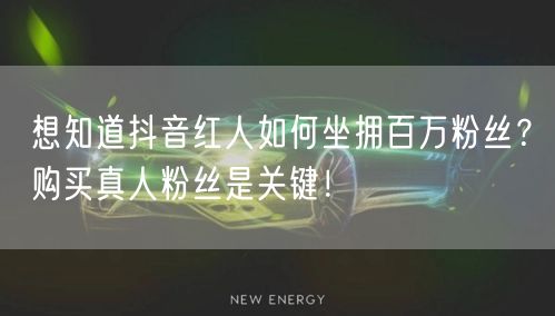 想知道抖音红人如何坐拥百万粉丝?购买真人粉丝是关键!