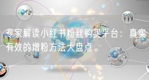 专家解读小红书粉丝购买平台：真实有效的增粉方法大盘点。
