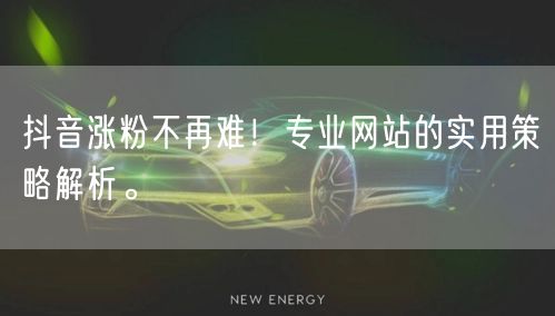 抖音涨粉不再难！专业网站的实用策略解析。