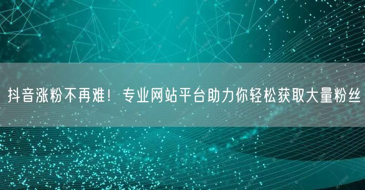 抖音涨粉不再难！专业网站平台助力你轻松获取大量粉丝
