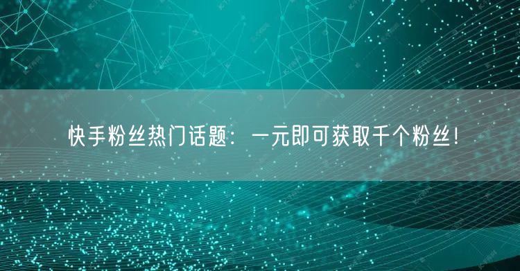 快手粉丝热门话题：一元即可获取千个粉丝！