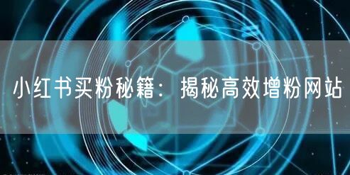 小红书买粉秘籍：揭秘高效增粉网站