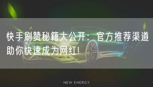 快手刷赞秘籍大公开：官方推荐渠道助你快速成为网红!