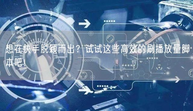 想在快手脱颖而出？试试这些高效的刷播放量脚本吧！