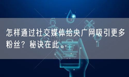 怎样通过社交媒体给央广网吸引更多粉丝？秘诀在此。