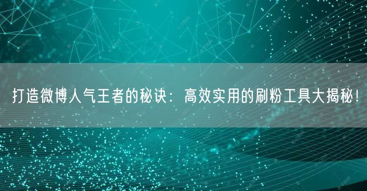 打造微博人气王者的秘诀：高效实用的刷粉工具大揭秘！