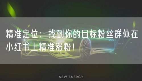 精准定位：找到你的目标粉丝群体在小红书上精准涨粉！
