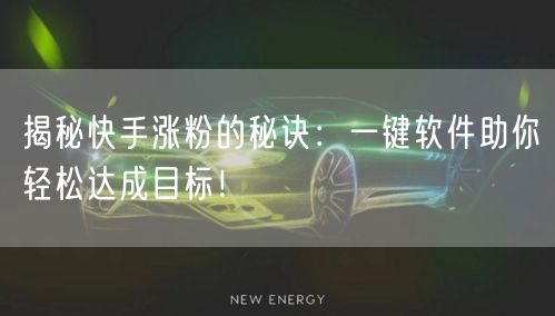 揭秘快手涨粉的秘诀：一键软件助你轻松达成目标！