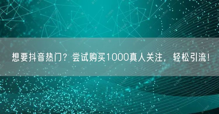 想要抖音热门？尝试购买1000真人关注，轻松引流！
