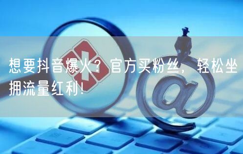 想要抖音爆火？官方买粉丝，轻松坐拥流量红利！