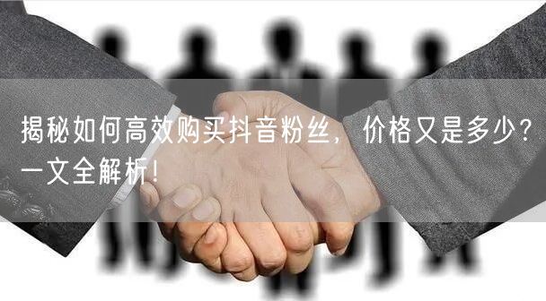 揭秘如何高效购买抖音粉丝，价格又是多少？一文全解析！
