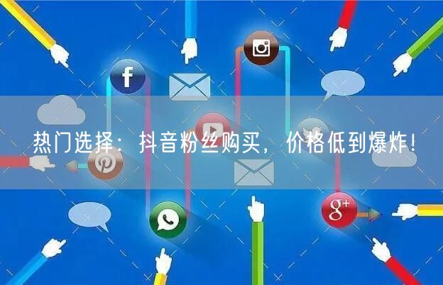 热门选择：抖音粉丝购买，价格低到爆炸！