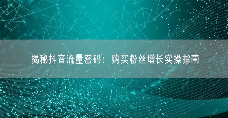 揭秘抖音流量密码：购买粉丝增长实操指南