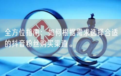 全方位指南：如何根据需求选择合适的抖音粉丝购买渠道。