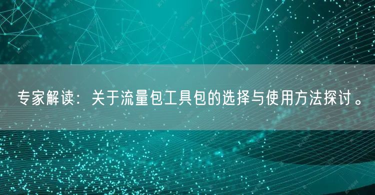 专家解读：关于流量包工具包的选择与使用方法探讨。