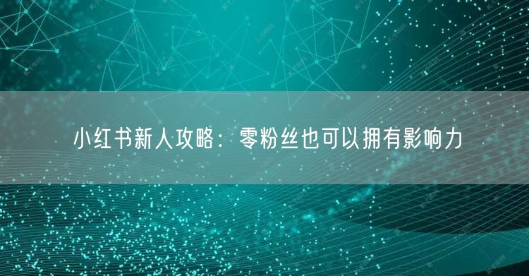 小红书新人攻略：零粉丝也可以拥有影响力