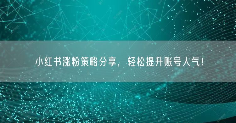 小红书涨粉策略分享，轻松提升账号人气！