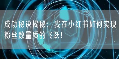 成功秘诀揭秘：我在小红书如何实现粉丝数量质的飞跃！
