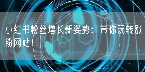 小红书粉丝增长新姿势：带你玩转涨粉网站！
