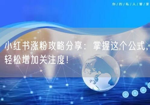 小红书涨粉攻略分享：掌握这个公式，轻松增加关注度！