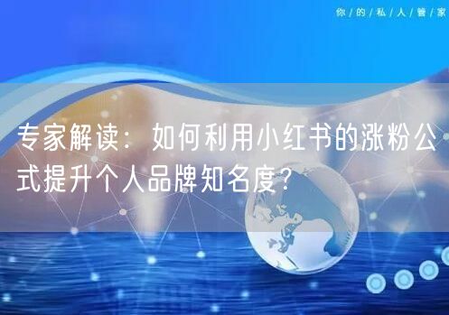 专家解读：如何利用小红书的涨粉公式提升个人品牌知名度？