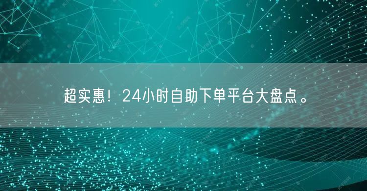 超实惠！24小时自助下单平台大盘点。