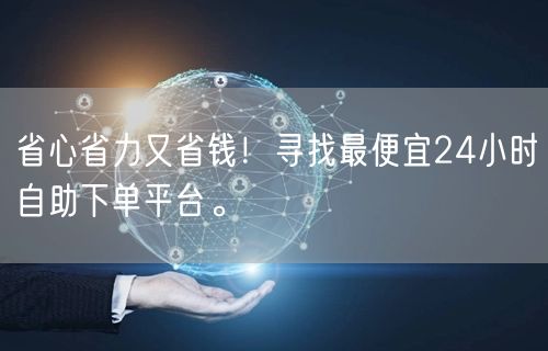 省心省力又省钱！寻找最便宜24小时自助下单平台。