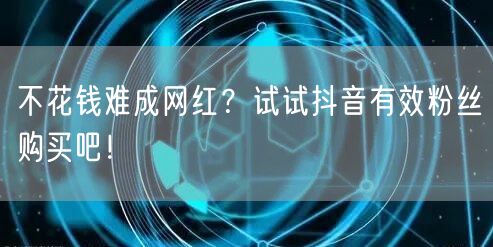 不花钱难成网红？试试抖音有效粉丝购买吧！