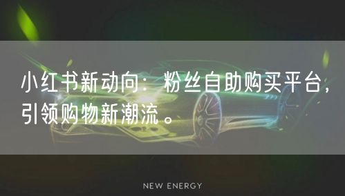 小红书新动向:粉丝自助购买平台,引领购物新潮流。