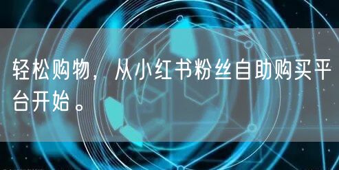 轻松购物,从小红书粉丝自助购买平台开始。